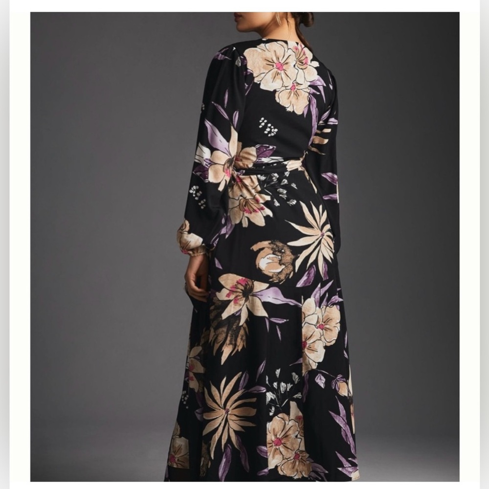 Black Floral V-Neck Maxi Dress - Picture 4 of 8